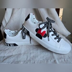 Disney White Sneakers with Minnie Mouse Accents
